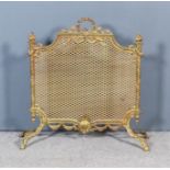 A Gilt Metal Framed and Mesh Fireguard, of Neo-Classical design, with wreath and ribbon cresting,