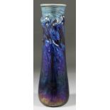 A Moulded and Iridescent Glass Tapered Vase in the Loetz Style, 20th Century, 12ins high,