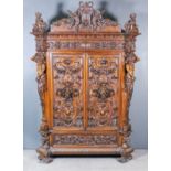 A Good 19th Century Venetian Walnut Armoire of "Renaissance" design, by Pauly & Cie of Venice, the