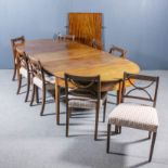 A Mahogany D-End Extending Dining Table and a Set of Eight Mahogany Dining Chairs, the table in