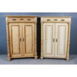 Two 19th Century Eastern European Stripped Pine Side Cabinets, each fitted one drawer and