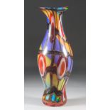 An Italian Multi Coloured Glass Bulbous Vase, 1960's, 21ins high