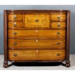 A Late George III "Scottish" Mahogany Secretaire Chest, the top crossbanded and with reeded edge