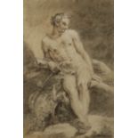 De Lange (18th Century French School) - Pencil and body colour - Figure of pan seated holding a