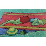 ***Viktor Templin (1920-1994) - Oil painting - "Sleeping Girl", signed, board 13.75ins x 22.75ins,