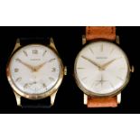 Two Garrard Wristwatches, 1960's, 9ct Gold Cased, both with silvered dials, one with Arabic and