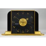 A French Zodiac Mantel Timepiece, No. 764794, the black perspex dial with Arabic numerals for 3,