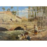 Arthur Trevor Haddon (1864-1941) - Oil painting - "Mill on the Tagus, Toledo", signed, relined