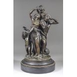 After Claude Michel Clodion (1738-1814) - A bronze pastoral scene with a male and female figure,