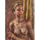 ***Colin Colahan (1897-1987) - Oil painting - "Monique 1947" - Half length portrait of a nude woman,