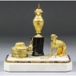 A Good Gilt Bronze and Patinated Bronze Rectangular Inkstand, Regency, retailed by the Thomas