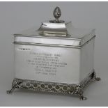 A George V Silver Square Box with Hinged Cover, by James Dixon & Sons, Sheffield 1931, the raised