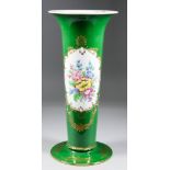 A Dresden Porcelain Flared Vase, Modern, painted with a flowering bouquet within an ornamental