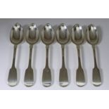 A Set of Six Victorian Silver Fiddle Pattern Tablespoons, by Patrick Lenard, Chester 1841, weight