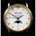 A Blancpain Automatic Wristwatch, Modern, 18ct Gold Cased, the white dial with gold Roman