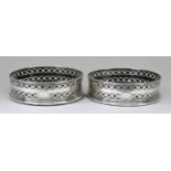 A Pair of George III Silver Circular Coasters, possibly by Robert Hennell I, London 1791, with