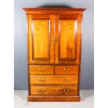 A Gentleman's Late Victorian Mahogany Wardrobe, by James Shoolbred & Co, the upper part with moulded