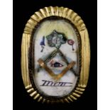 A Continental Masonic Brooch, Late 18th/Early 19th Century, in gold coloured metal mount, the oval