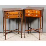 Two Edwardian Mahogany Rectangular Bedside/Occasional Tables, one inlaid with oval shell motif to