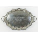 An Edward VII Silver Oval Two-Handled Tray, by Horace Woodward & Co. Ltd, London 1906, the shaped