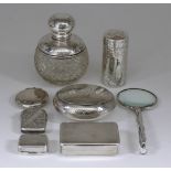 A Victorian Silver Oval Tobacco Box, and mixed silverware, the tobacco box by George Unite,