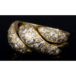 A Diamond Puzzle Ring, Modern, in 18ct gold mount, pave set with diamonds, size I, gross weight 4.