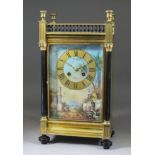 A Late 19th Century French Lacquered Brass and Black Japanned Cased Mantel Clock, by L. Marti & Cie,