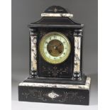 A 19th Century French Black and White Veined Marble Cased Mantel Clock, by Jules Rolez of Paris, No.