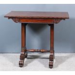 A George IV Mahogany Rectangular Side Table, with bead and roll mouldings to edges, the