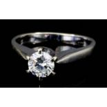 A Solitaire Diamond Ring, Modern, in 18ct white gold mount, set with a round brilliant cut