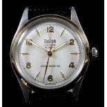 A Tudor Oyster Automatic Wristwatch, stainless steel cased, the silvered dial with gilt Arabic and