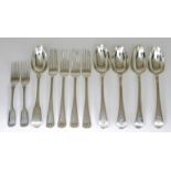 Four George III Silver Old English and Thread Pattern Tablespoons, and a mixed lot of silver