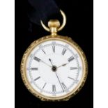 An Early 20th Century Continental Lady's 18ct Gold Cased Open Faced Keyless Lever Pocket Watch,