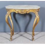 A French White Marble Topped and Gilt Occasional Table, of serpentine outline, the white flecked top