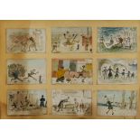 Late 19th Century English School - Nine watercolours - Humorous studies with figures, each 2.5ins