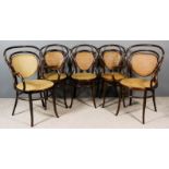 A Set of Five Austrian Bentwood and Cane Panelled Chairs, including Two Armchairs, by Jacob &