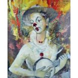 Constantine Calinikos (20th Century) - Oil painting - "The Clown", signed, canvas 30ins x 25ins,