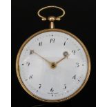An Early 19th Century French Gold Coloured Metal Cased Open Faced Pocket Watch, signed Breguet of