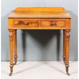 A Victorian Mahogany Rectangular Occasional Table, with moulded edge to top, fitted two frieze