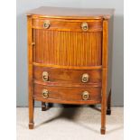 A George III Mahogany Bow and Breakfront Bedside Cabinet, the whole inlaid with boxwood