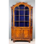 A 19th Century Dutch Walnut and Marquetry Display Cabinet, of "18th Century" design, the whole