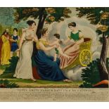 19th Century French School - Pair of coloured engravings - "Venus amene l'amour dans l'ile de