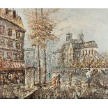***Peter Nielsen (20th Century) - Pair of oil paintings - "Moulin Rouge" and "Notre Dame", both