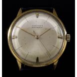 A Junghans Automatic Wristwatch, 20th Century, Gilt Metal and Stainless Steel Cased, the champagne