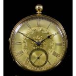A Victorian 18ct Gold Cased Open Faced Pocket Watch, by James Ashbee, New Romney, case hallmarked