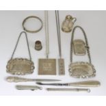 Two Elizabeth II Silver Ingot Pendants, and mixed silverware, the square ingot pendant by Jack