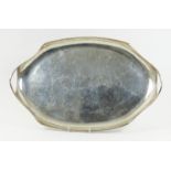 A 20th Century Mexican "Sterling" Silver Oval Two-Handled Tray, with shaped rim, 18.25ins x 11.