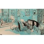 ***Carl Ronald Giles (1916-1995) - Ink and watercolour drawing - Cartoon - "O'Sullevan 3.0 Newbury",