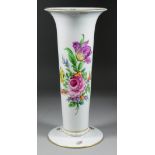 A Dresden Porcelain Flared Vase, Modern, painted in colours with a floral spray and scattered