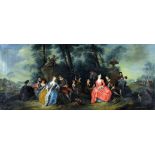 After Nicholas Lancret (1690-1743) - Oil painting - "A Fete Champetre", with couples in a